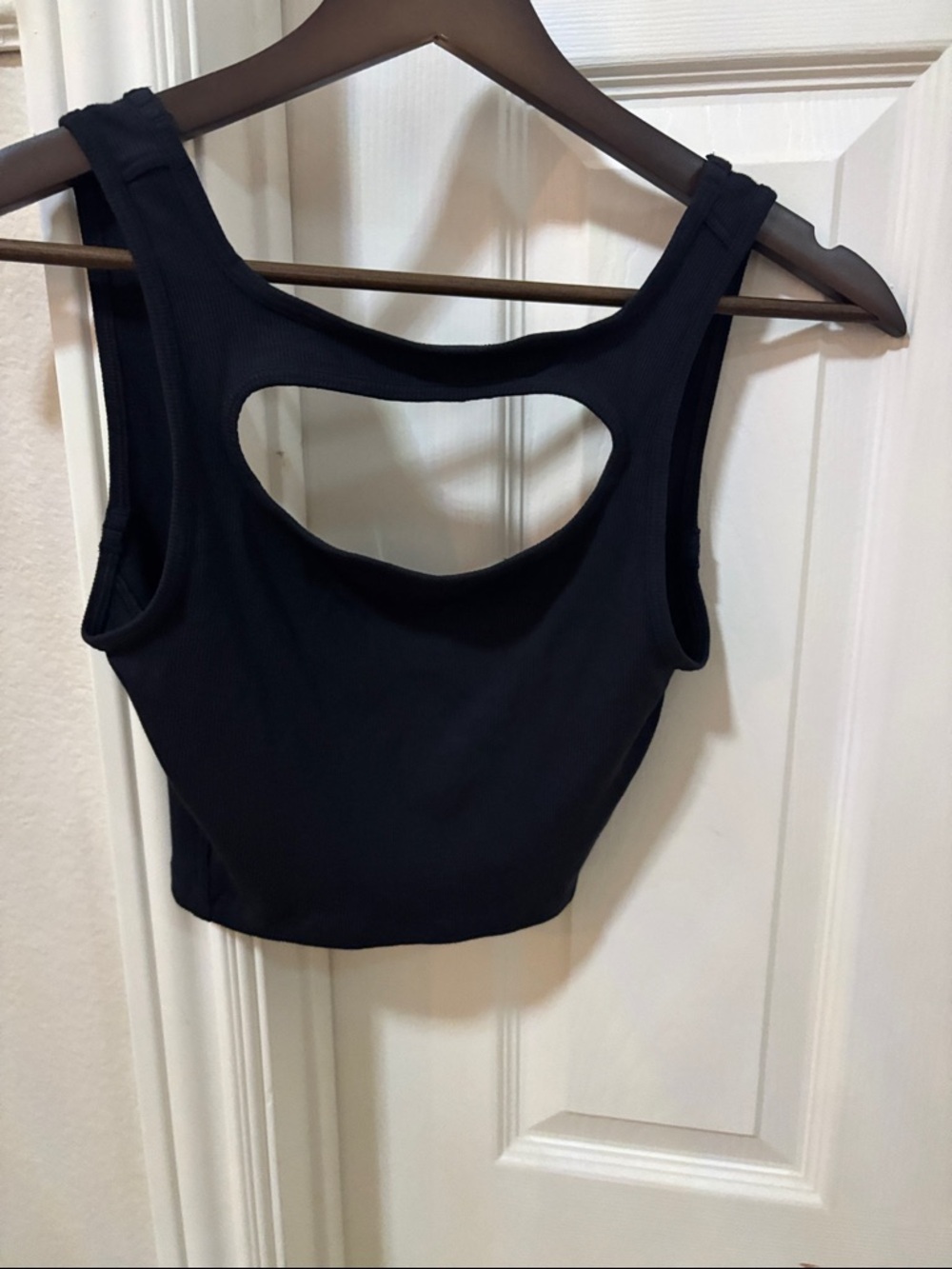 lululemon athletica Black Ribbed Cutout Crop Tank